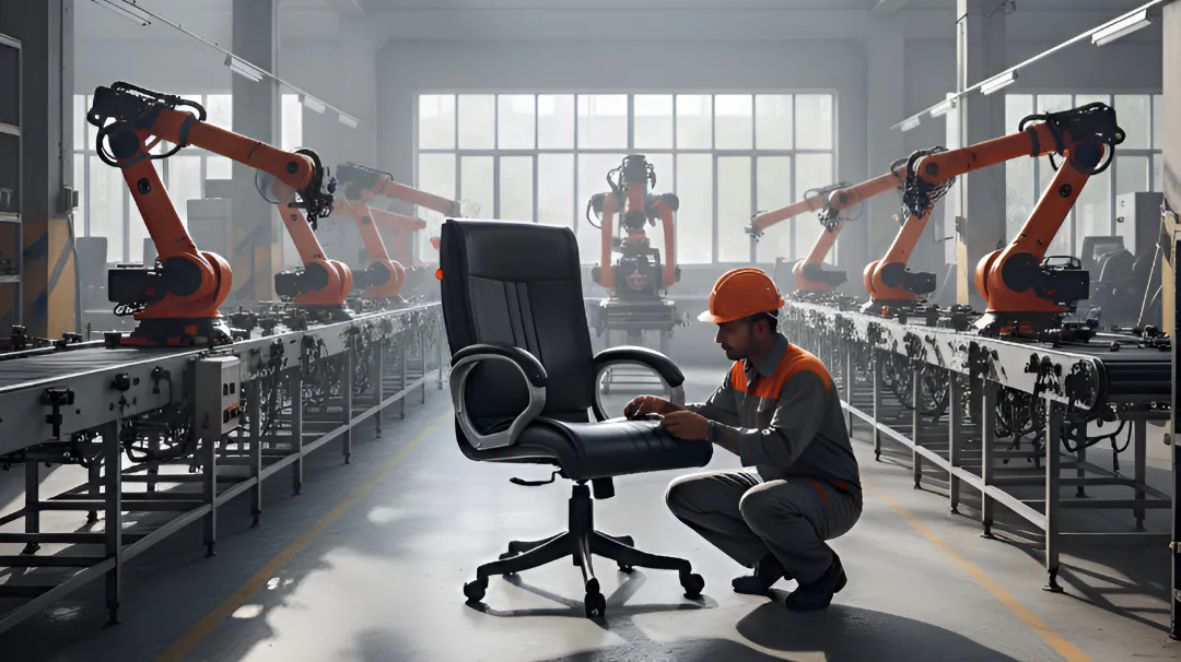 Office chair manufacturing facility and quality control in the Delhi NCR region.