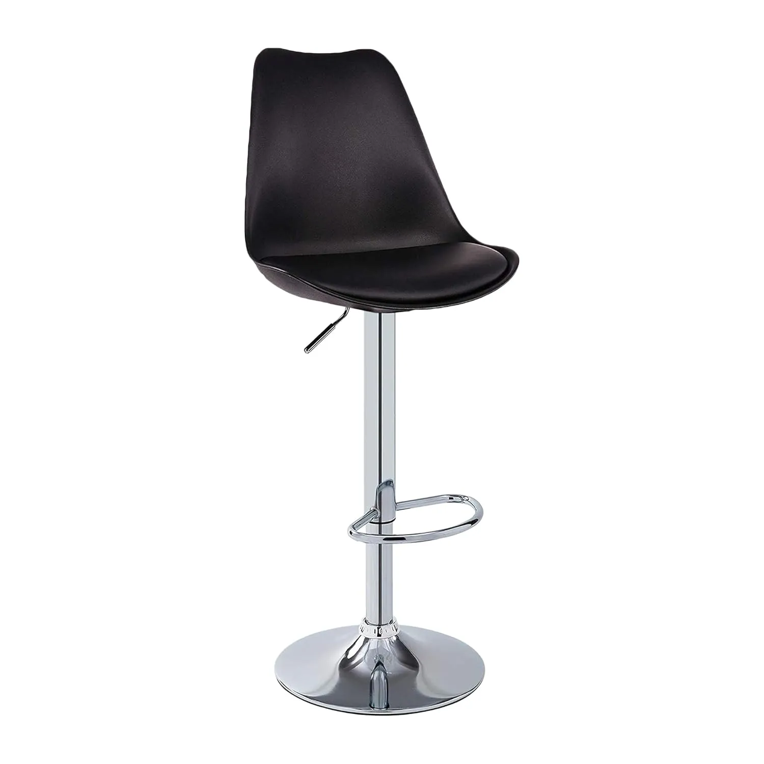 DSR214 - Modern Adjustable Bar Stool with Black PU Leather Seat - Sleek & Durable