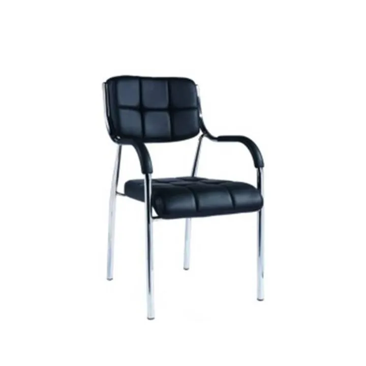 CH DSR204 Black leatherette visitor chair with chrome frame