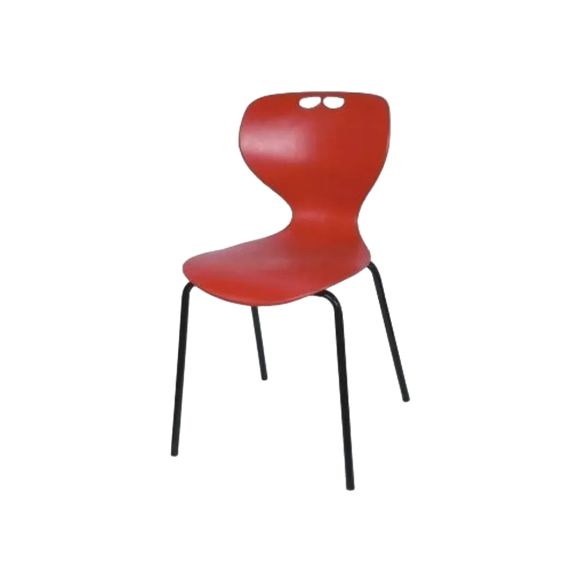 DRS195 Ergonomic plastic cafeteria chair with chrome metal legs and modern backrest
