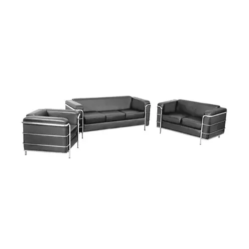 DSR237 Modern black Leatherette office waiting room sofa
