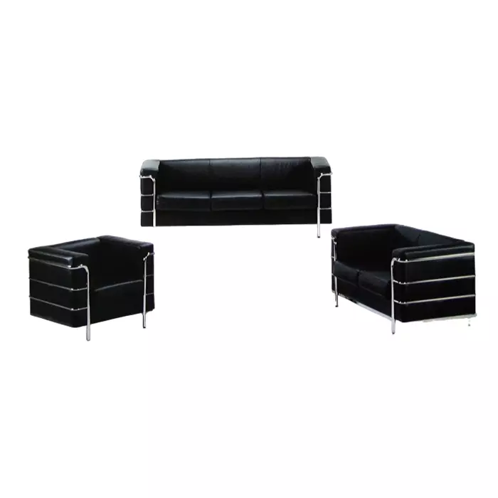 DSR237 Modern black Leatherette office waiting room sofa