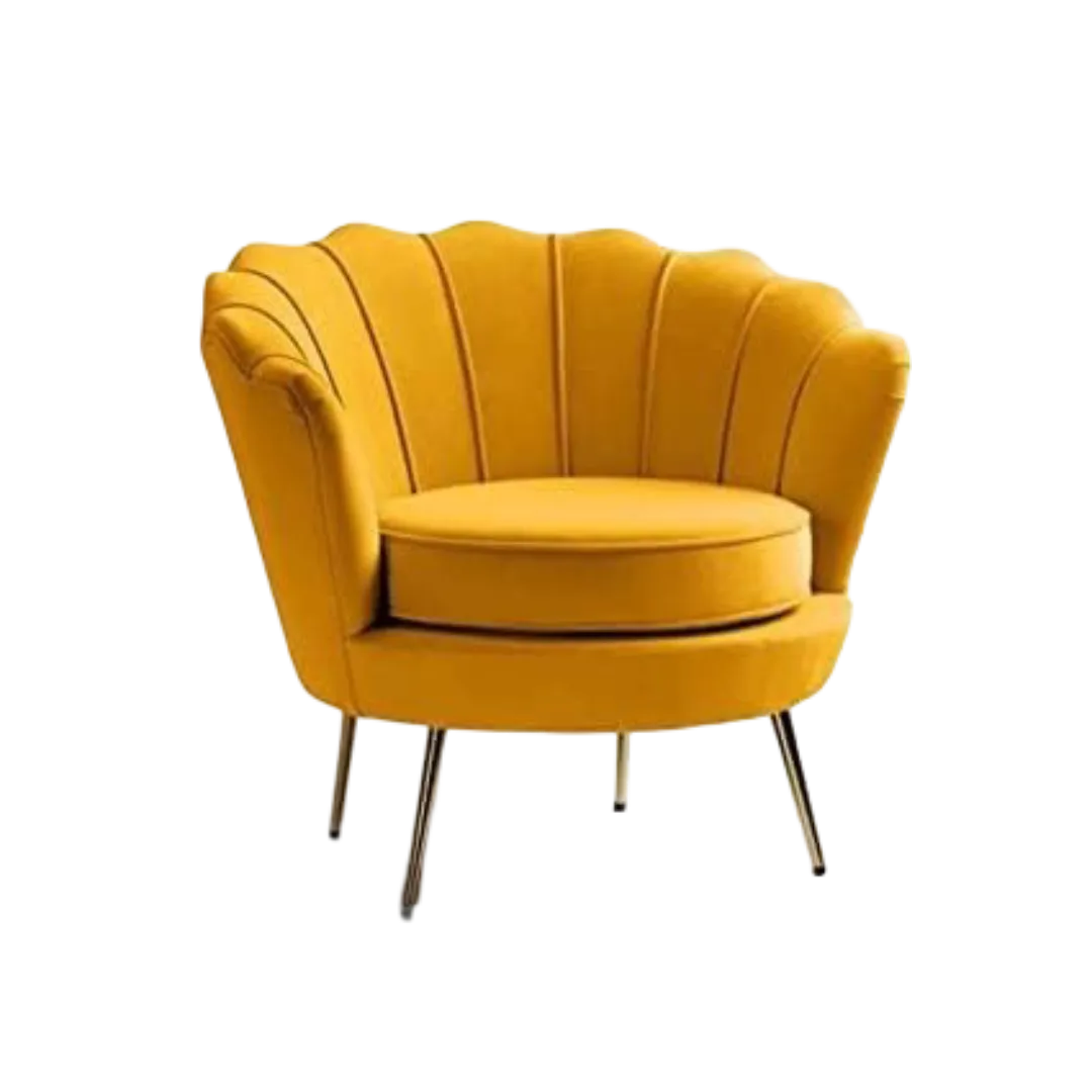 DSR LC104 Velvet shell back lounge chair with metal legs